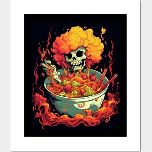 kawaii japanese anime Skeleton Halloween ramen Food Lovers Posters and Art